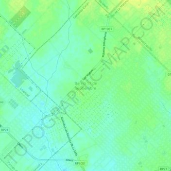 Carte topographique Barrio 17 de septiembre, altitude, relief