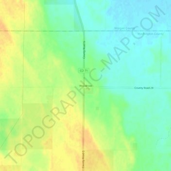 Carte topographique Woodrow, altitude, relief