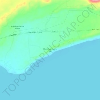 Carte topographique Mantilhue Centro Sur, altitude, relief