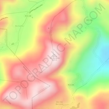 Carte topographique Morro São Bernardo, altitude, relief
