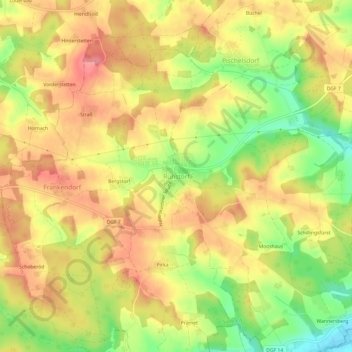 Carte topographique Ruhstorf, altitude, relief