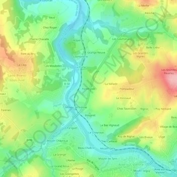 Carte topographique Fontfroide, altitude, relief