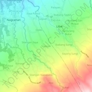 Carte topographique Sinipian, altitude, relief