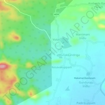 Carte topographique Cheruvumundarakandriga, altitude, relief