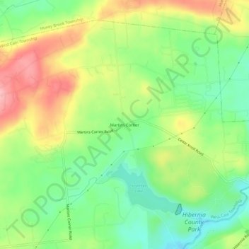 Carte topographique Martins Corner, altitude, relief