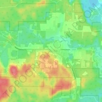Carte topographique Lakewood, altitude, relief