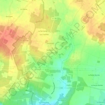Carte topographique Clos Saint-Jean, altitude, relief