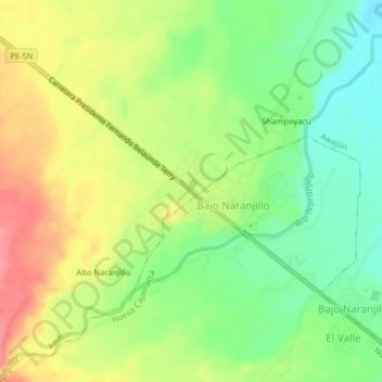 Carte topographique Naranjillo, altitude, relief