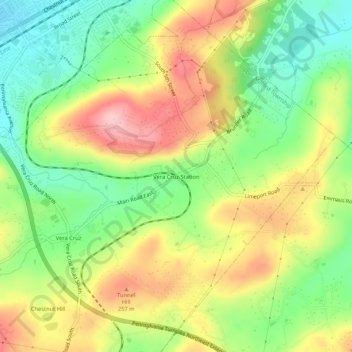 Carte topographique Vera Cruz Station, altitude, relief