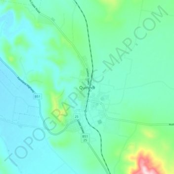 Carte topographique Quirindi, altitude, relief