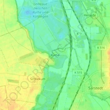 Carte topographique Ruthe, altitude, relief
