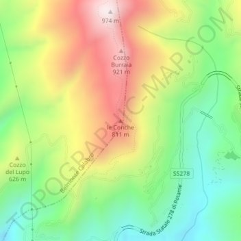 Carte topographique le Conche, altitude, relief