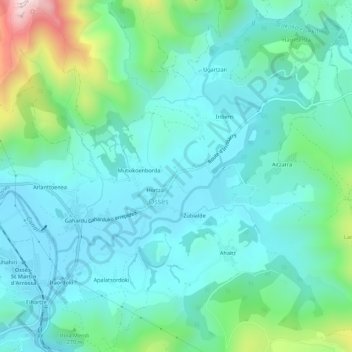 Carte topographique Harizmendia, altitude, relief
