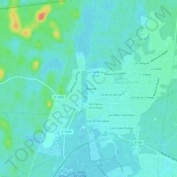 Carte topographique Les Badines, altitude, relief