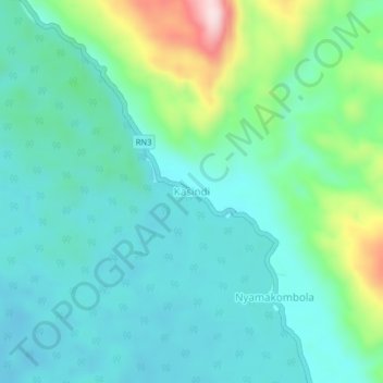 Carte topographique Kasindi, altitude, relief