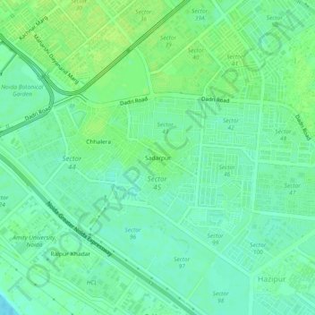 Carte topographique Sadarpur, altitude, relief