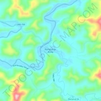 Carte topographique Bananal de Baixo, altitude, relief