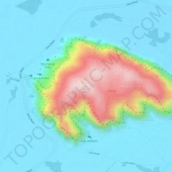 Carte topographique Uluṟu, altitude, relief