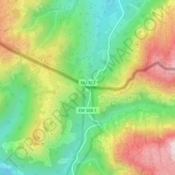 Carte topographique Portela do Homem, altitude, relief