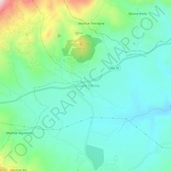 Carte topographique Chouara Torche, altitude, relief