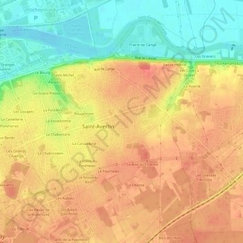 Carte topographique Bel-Air, altitude, relief