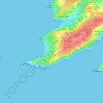 Carte topographique Larmor, altitude, relief