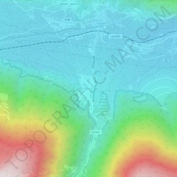 Carte topographique Morter, altitude, relief