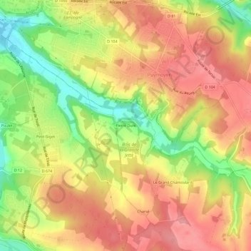 Carte topographique Pierre Dure, altitude, relief