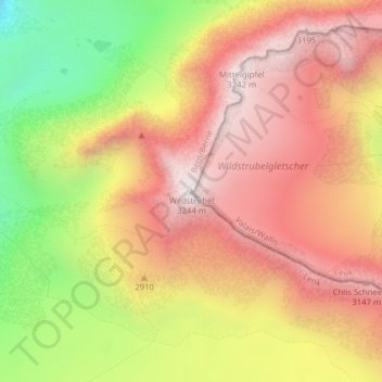 Carte topographique Wildstrubel, altitude, relief