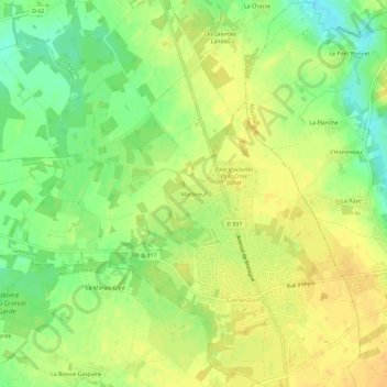Carte topographique Marboeuf, altitude, relief