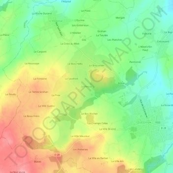 Carte topographique Le Plessix, altitude, relief