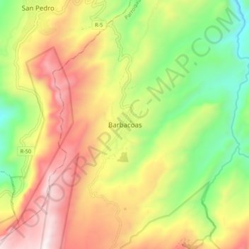 Carte topographique Barbacoas, altitude, relief