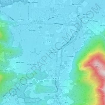 Carte topographique Pettendorf, altitude, relief