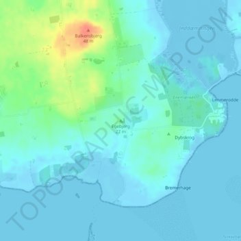 Carte topographique Egebjerg, altitude, relief
