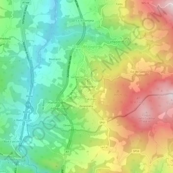 Carte topographique Fontanelle, altitude, relief