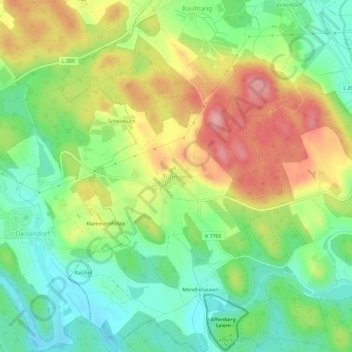 Carte topographique Tüfingen, altitude, relief