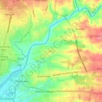 Carte topographique Dalig, altitude, relief