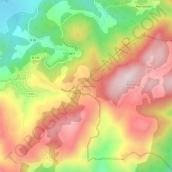 Carte topographique U Tipponu, altitude, relief
