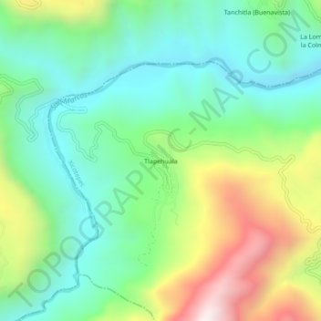 Carte topographique Tlapehuala, altitude, relief