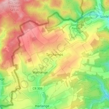 Carte topographique Tarchamps, altitude, relief