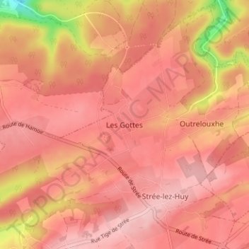Carte topographique Les Gottes, altitude, relief
