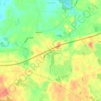 Carte topographique Waterville, altitude, relief