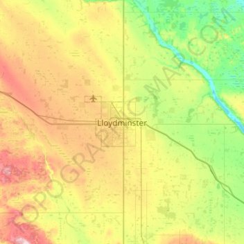 Carte topographique Lloydminster, altitude, relief