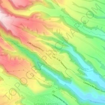Carte topographique San Mateo Ozolco, altitude, relief