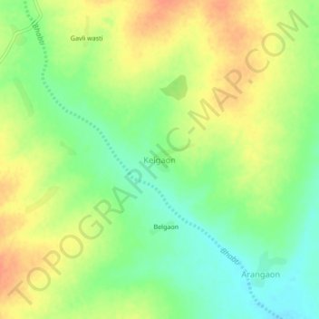 Carte topographique Kelgaon, altitude, relief