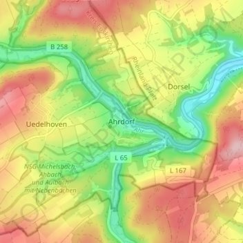 Carte topographique Ahrdorf, altitude, relief