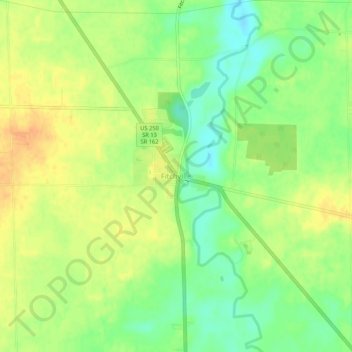 Carte topographique Fitchville, altitude, relief