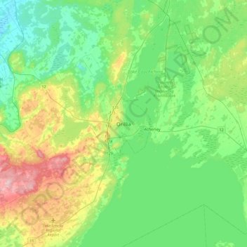 Carte topographique Orillia, altitude, relief
