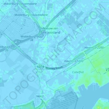 Carte topographique Oudedorp, altitude, relief