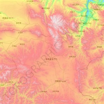 Carte topographique 泽库县, altitude, relief